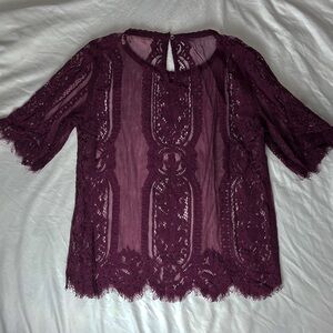 Rewind Burgundy Lace Blouse
